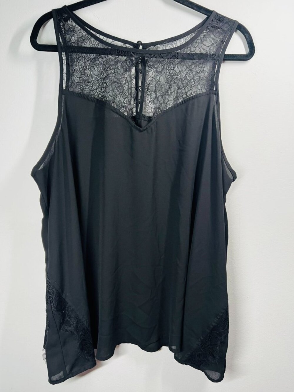 Torrid 3 Black Sleeveless Lace Trim Tank Top With Sheer Back Design Women’s